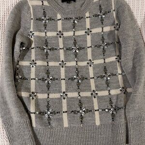 Banana Republic limited edition Light Gray jeweled Knit Sweater size S
